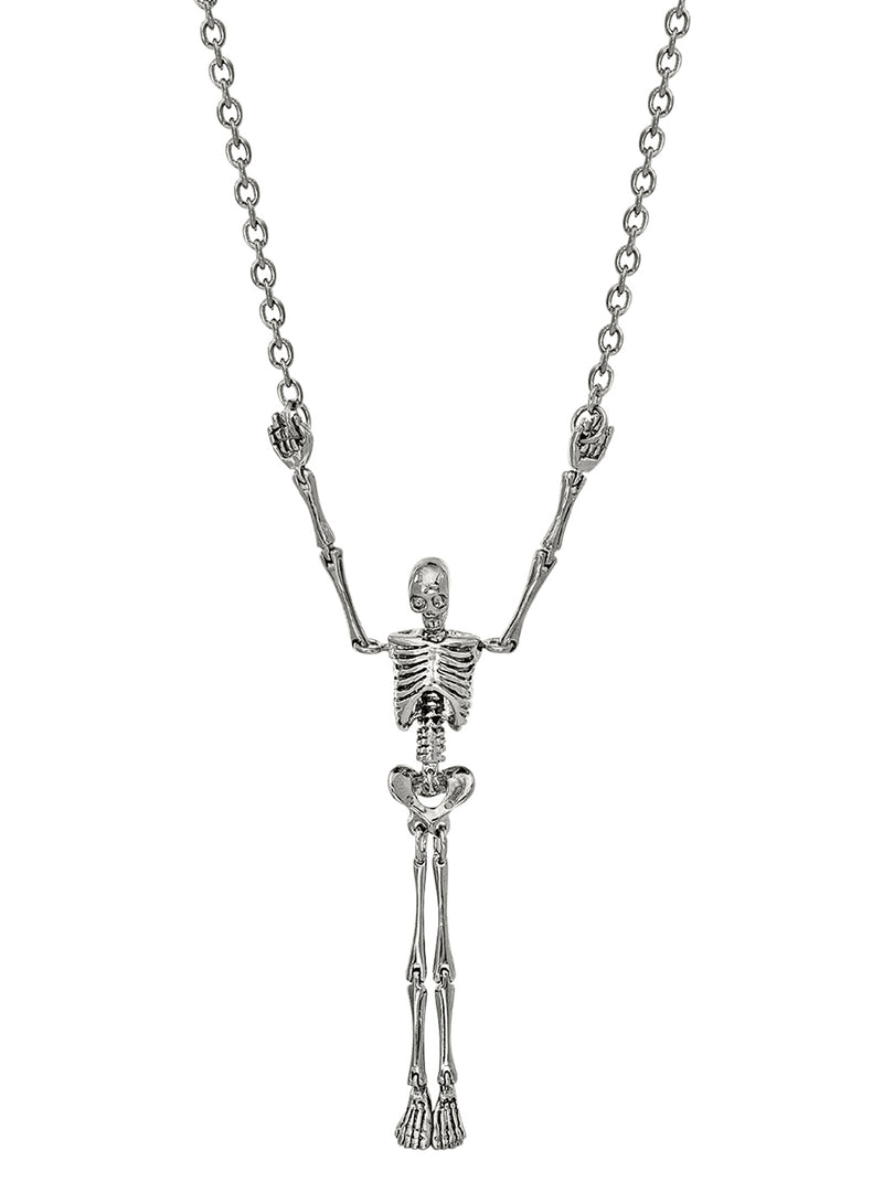 Skeleton Long Necklace - Silver/Black