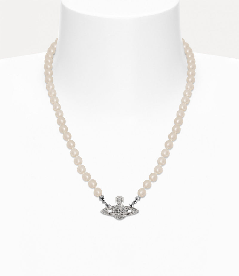 Man. Mini Bas Relief Pearl Necklace - Silver - 63010100-02P104-CN