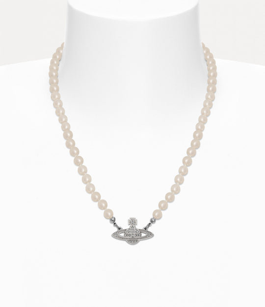 Man. Mini Bas Relief Pearl Necklace - Silver - 63010100-02P104-CN
