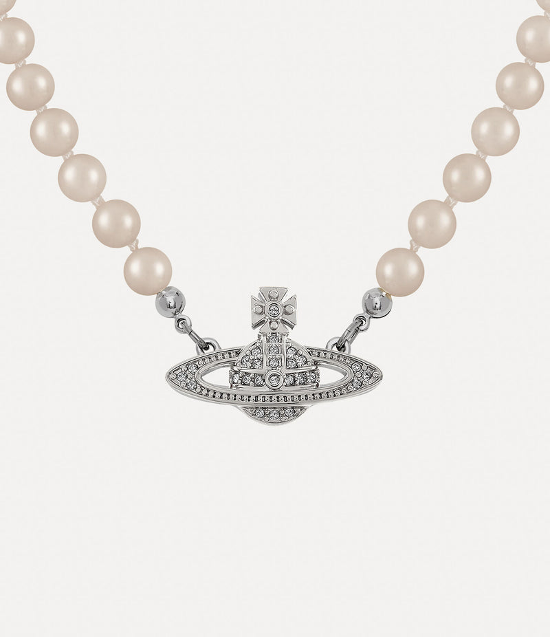 Man. Mini Bas Relief Pearl Necklace - Silver - 63010100-02P104-CN