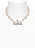 One Row Pearl Bas Relief Choker - Silver - 63010106-02P104-CN-W1