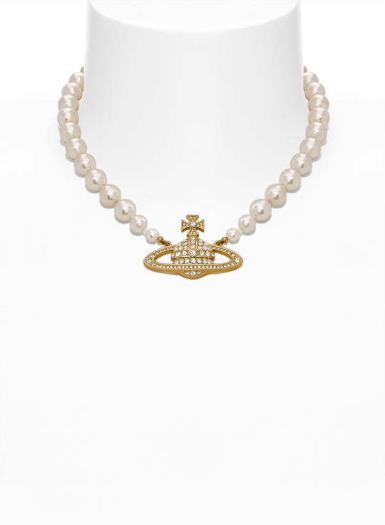 One Row Pearl Bas Relief Choker - Gold - 63010106-02R202-CN-W1
