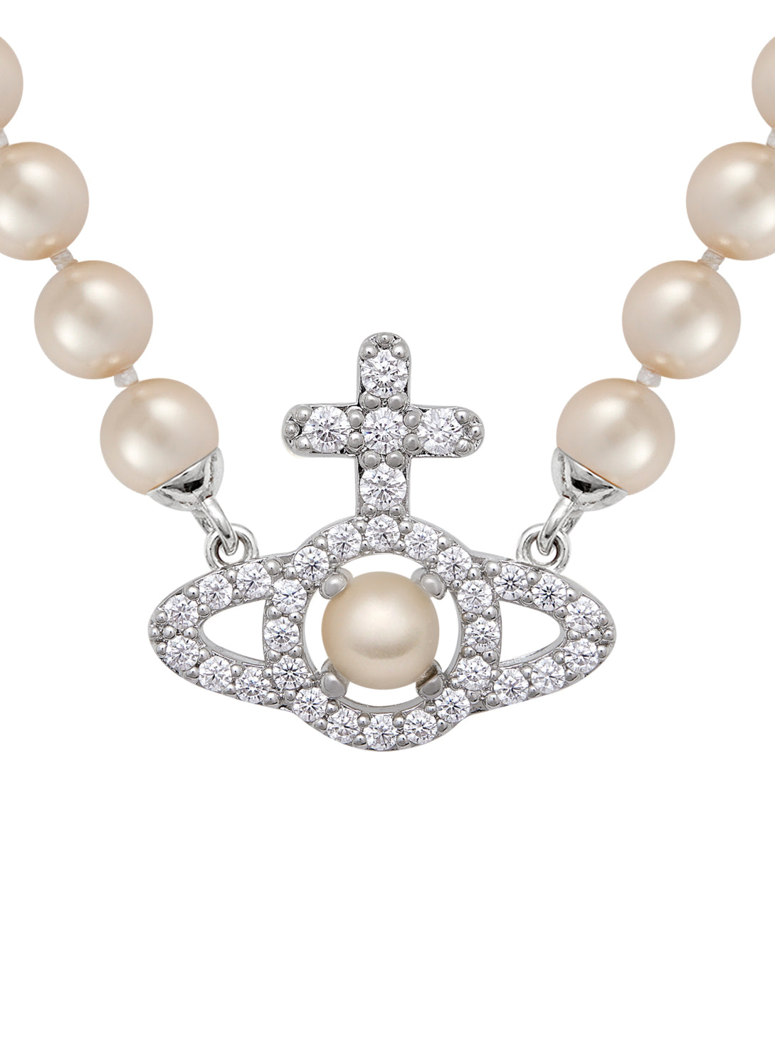 Olympia Pearl Necklace - Silver - 6301011P-02P373-SM – Sarah Layton