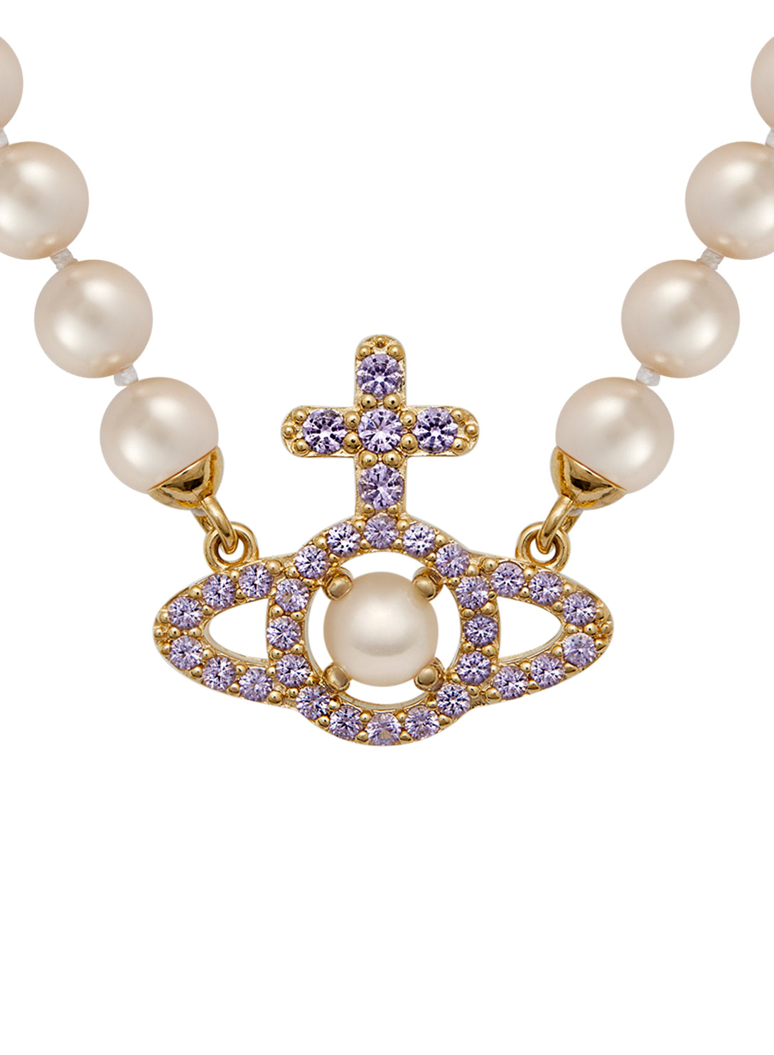 ★Vivienne Westwood★ Vivienne Westwood 6301011P 02R667 Olym Vivienne Westwood Olympia Pearl Necklace | Silver | FARFETCH