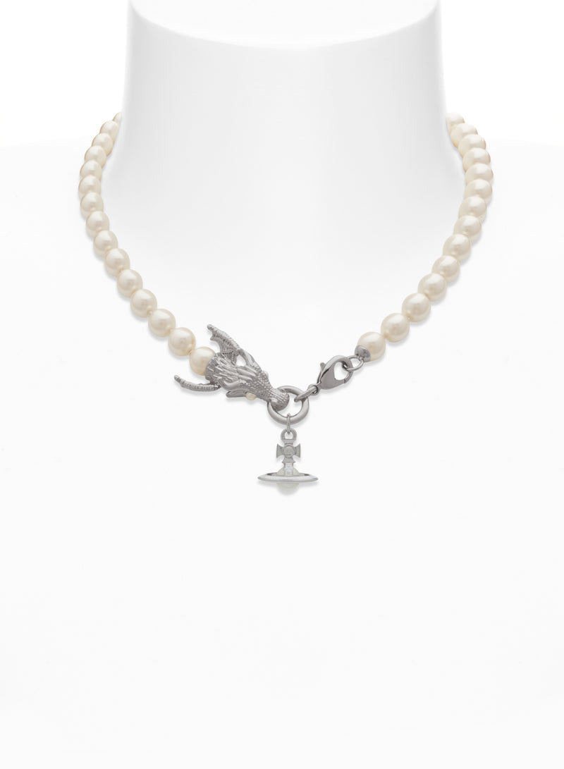 Dragon Necklace - Silver/White - 6301012O-02P113-CN