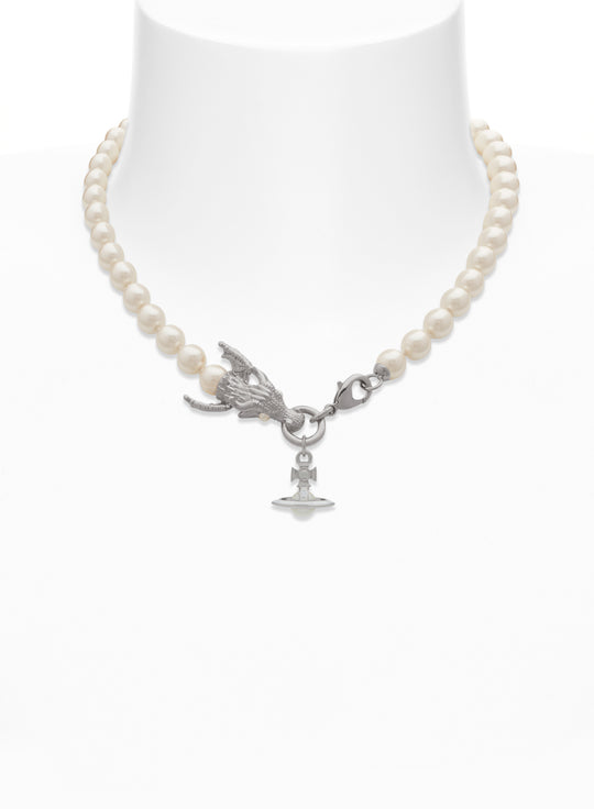 Dragon Necklace - Silver/White - 6301012O-02P113-CN