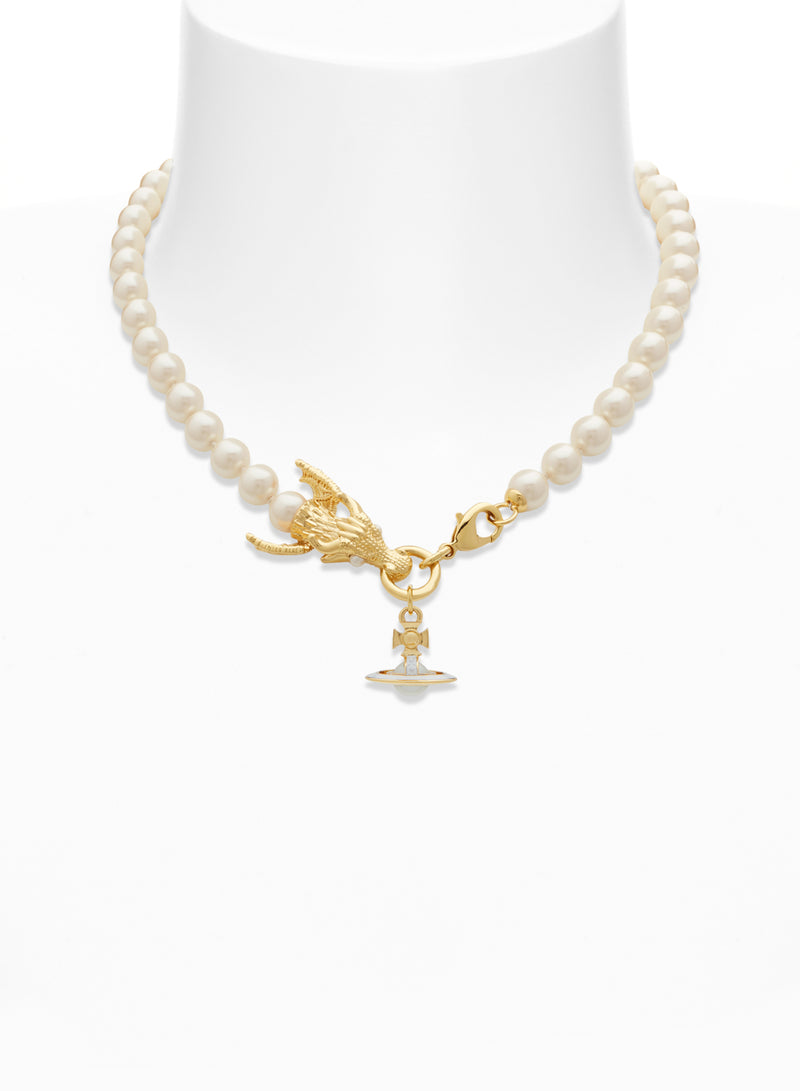 Dragon Necklace - Gold/White - 6301012O-02R125-CN