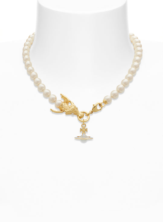 Dragon Necklace - Gold/White - 6301012O-02R125-CN