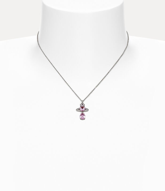 Ismene Drop Pendant - Silver/Pink - 63020302-02P354-IM