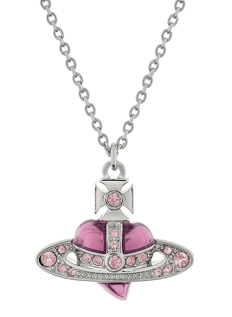 New Diamante Heart Pendant - Silver/Vintage Rose - 630203BM-02P686
