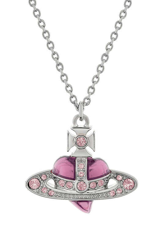 New Diamante Heart Pendant - Silver/Vintage Rose - 630203BM-02P686