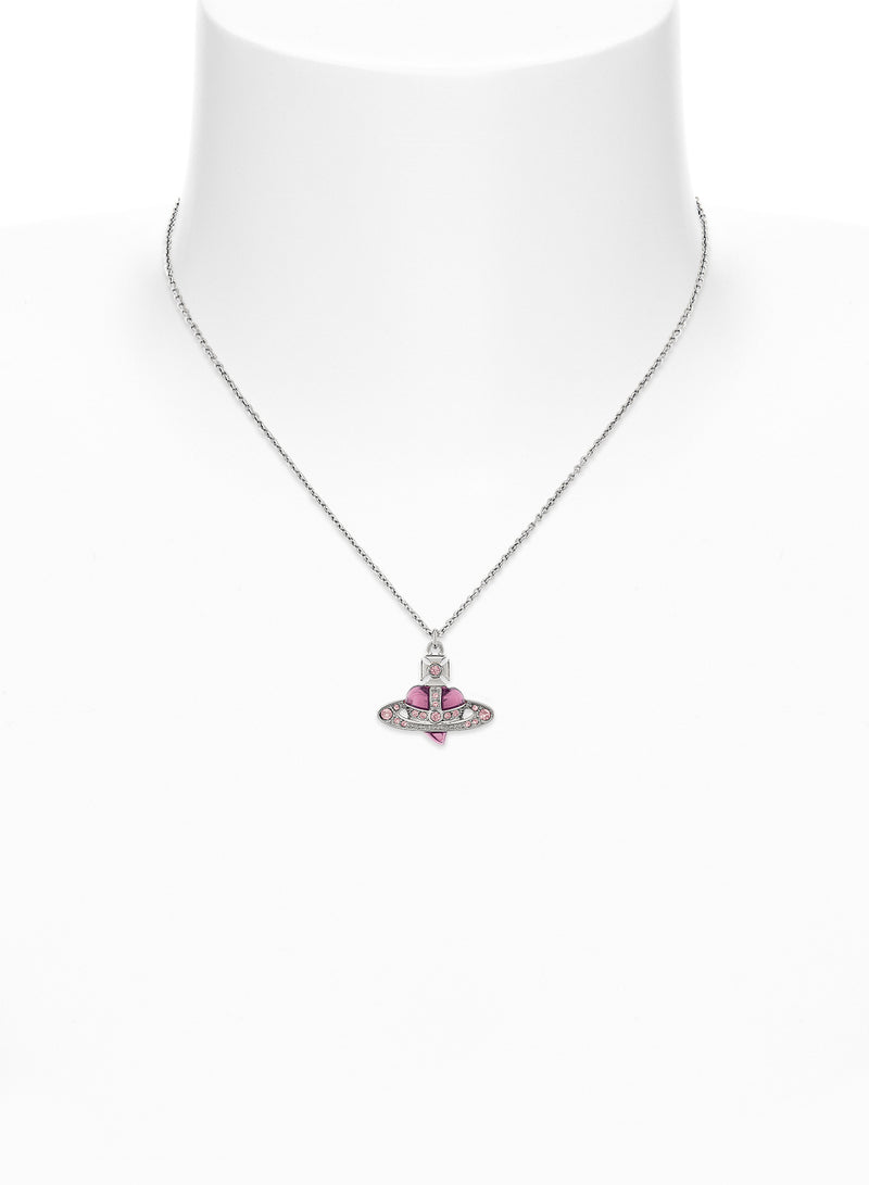 New Diamante Heart Pendant - Silver/Vintage Rose - 630203BM-02P686