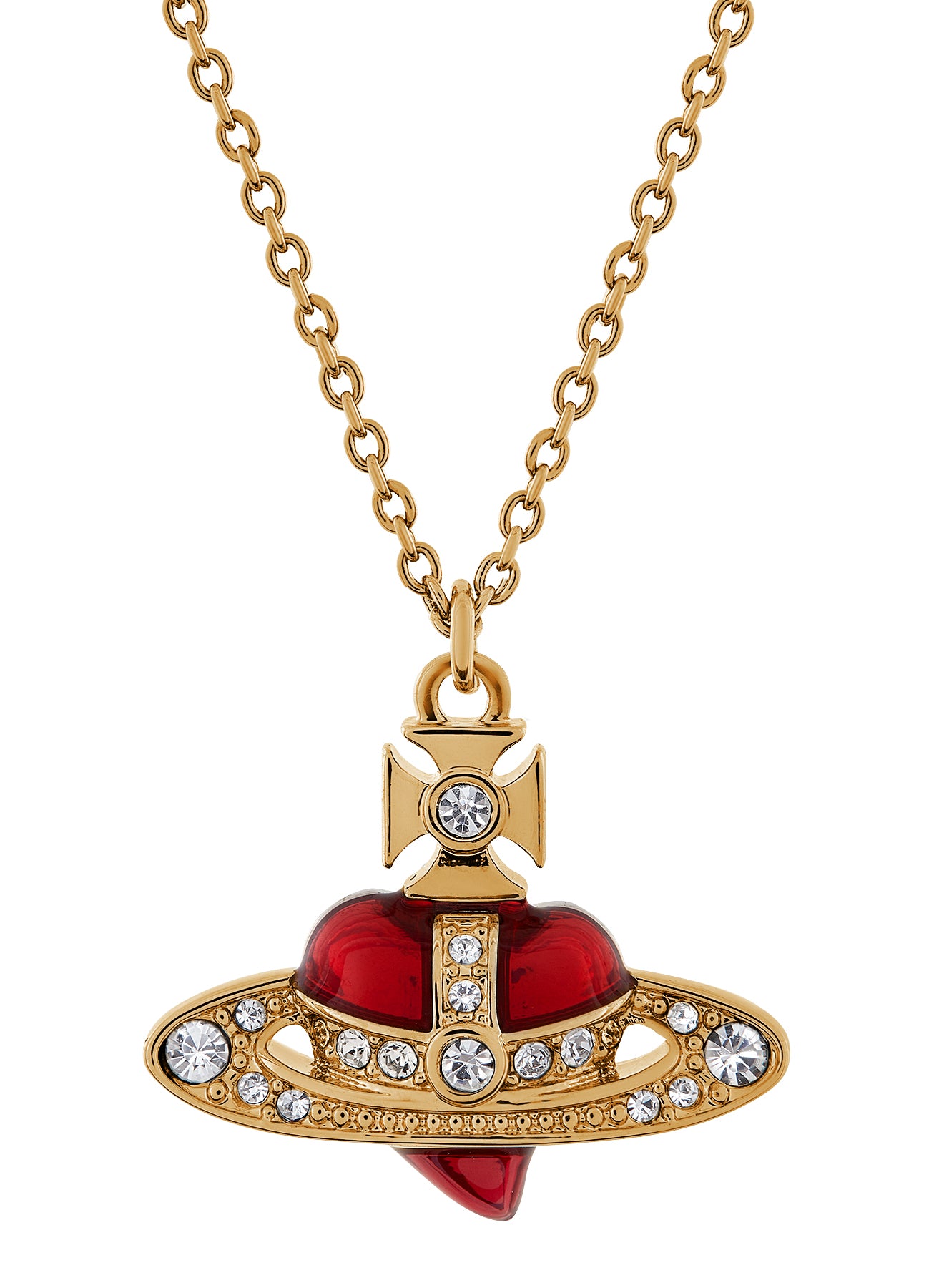 Vivienne Westwood ネックレス DIAMANTE HEART 630203BM-02R654 New Diamante Heart Pendant - Gold/Pink - 630203BM-02R654-CN