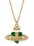 New Diamante Heart Pendant - Gold/Green - 630203BM-02R976