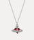 New Diamante Heart Pendant - Silver/Indian Pink - 630203BM-02P383-CN