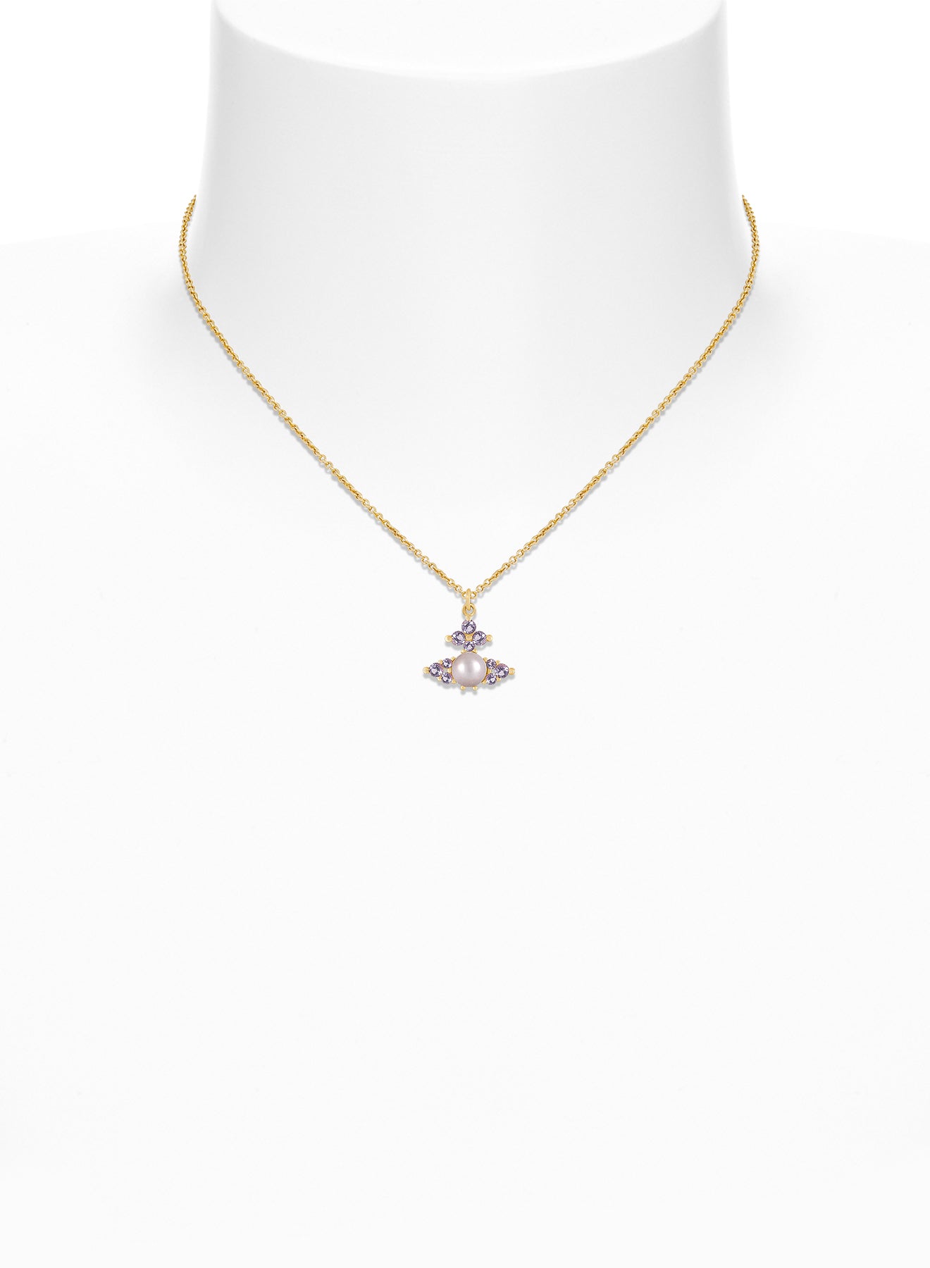Vivienne Westwood ネックレス FEODORA PENDANT 630203EP Feodora Pendant in PLATINUM-WHITE-CZ-CREAMROSE-Pearl