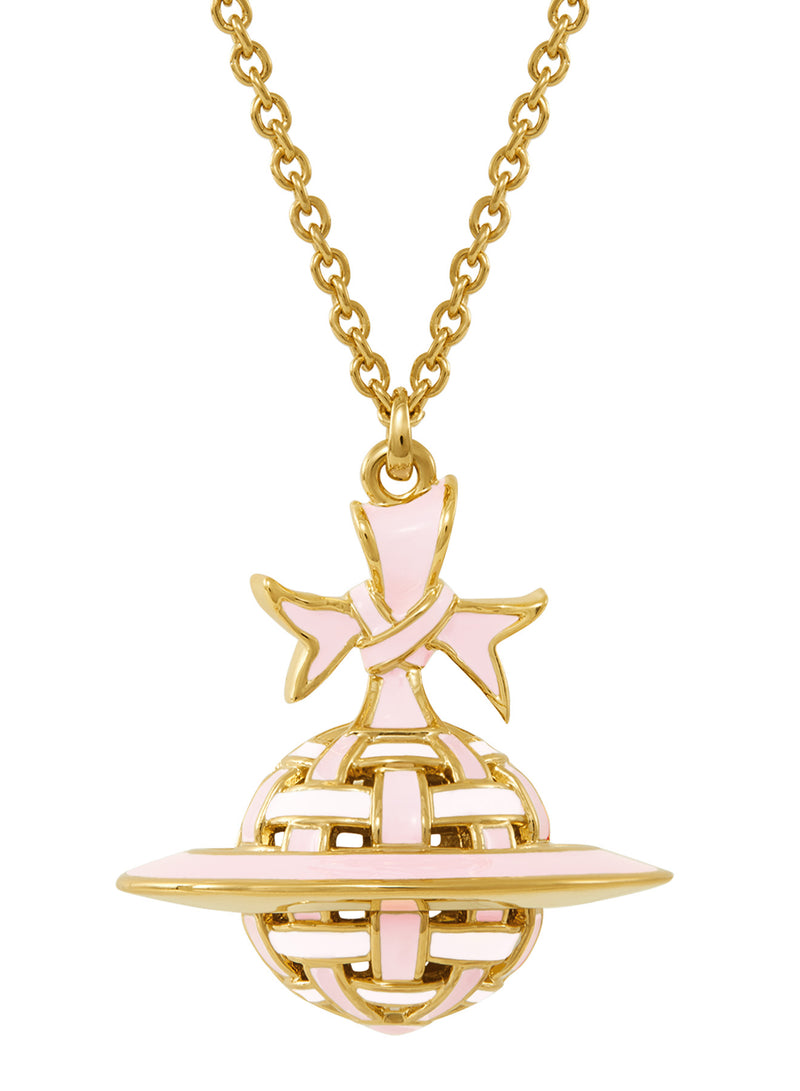 Ribbon Orb Pendant - Gold/Pink - 630203FH-02R882