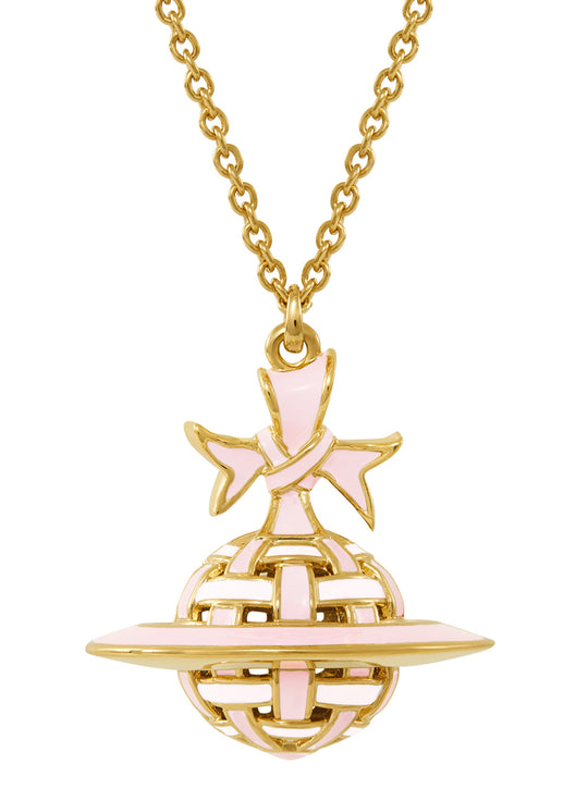 Ribbon Orb Pendant - Gold/Pink - 630203FH-02R882
