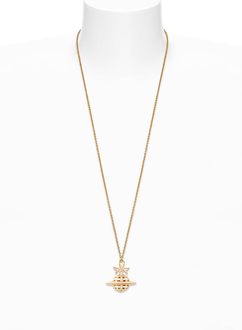 Ribbon Orb Pendant - Gold/Pink - 630203FH-02R882
