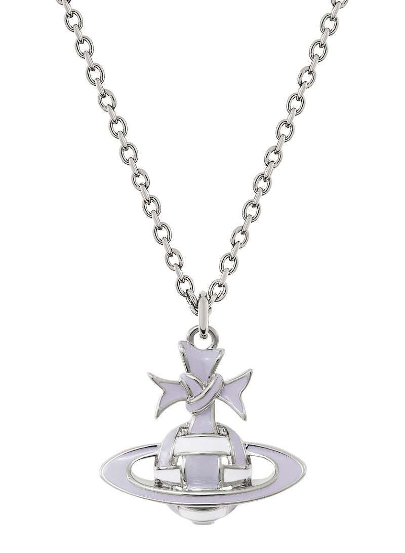 Ribbon Bas Relief Pendant - Silver/Sky Blue - 630203FJ-02P599