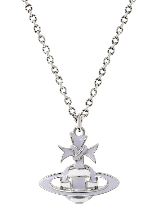 Ribbon Bas Relief Pendant - Silver/Sky Blue - 630203FJ-02P599