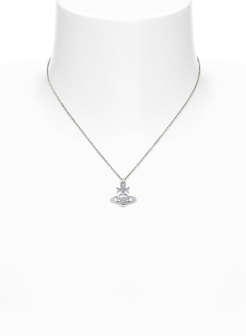 Ribbon Bas Relief Pendant - Silver/Sky Blue - 630203FJ-02P599