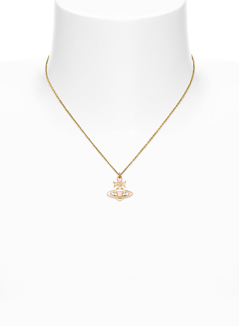 Ribbon Bas Relief Pendant - Gold/Pink - 630203FJ-02R882