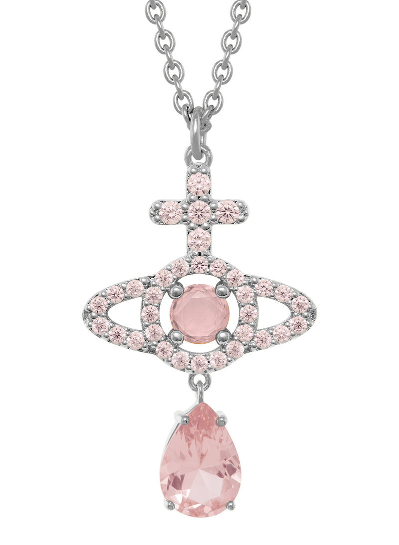 Olympia CZ Drop Pendant - Silver/Peach - 630203IB-02P773