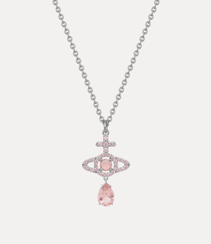 Olympia CZ Drop Pendant - Silver/Peach - 630203IB-02P773