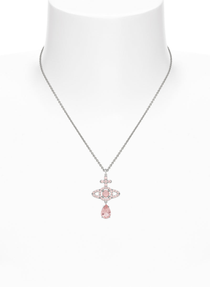 Olympia CZ Drop Pendant - Silver/Peach - 630203IB-02P773