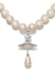 One Row Pearl Drop Choker - Silver - 63030008-02P128-CN