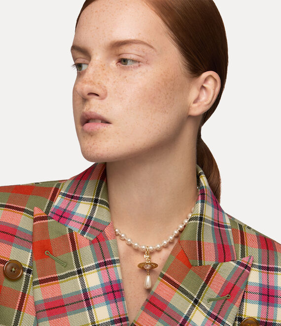 One Row Pearl Drop Choker - Silver - 63030008-02P128-CN