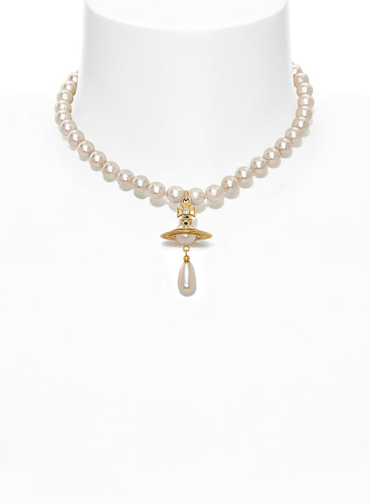 One Row Pearl Drop Choker - Gold - 63030008-02R118-CN