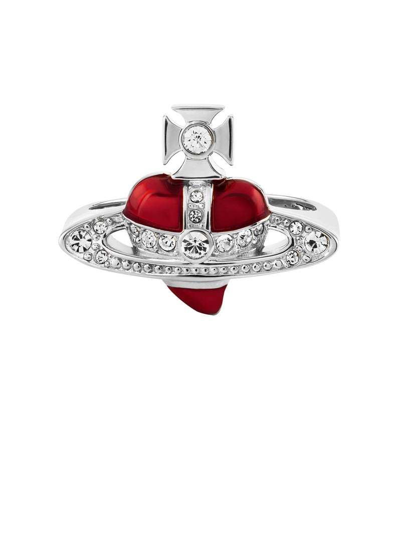 New Diamante Heart Ring - Silver/Red - 6404016Z-01P383