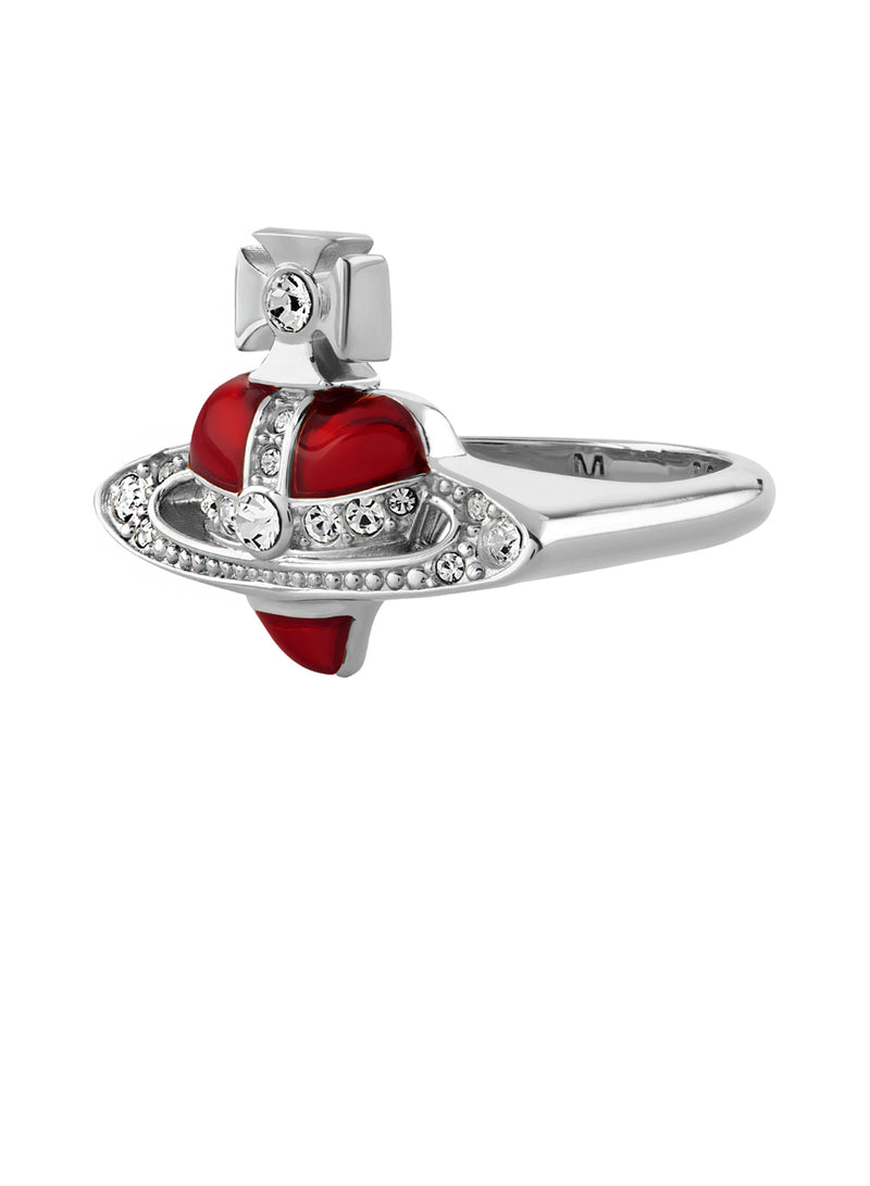 New Diamante Heart Ring - Silver/Red - 6404016Z-01P383
