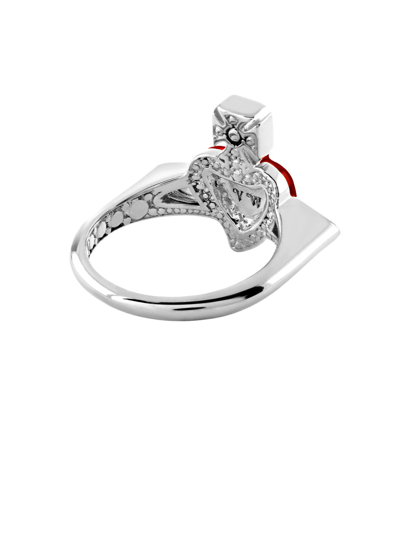 New Diamante Heart Ring - Silver/Red - 6404016Z-01P383