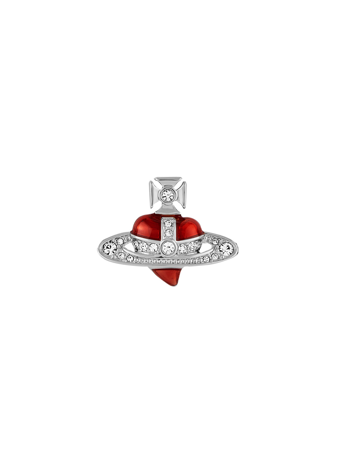 New Diamante Heart Clutch Pin - Silver/Pink -65020016-02P383-CN