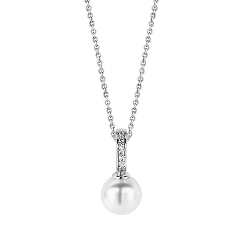 Milano Pearl CZ Pendant Necklace - Silver - 6760PW