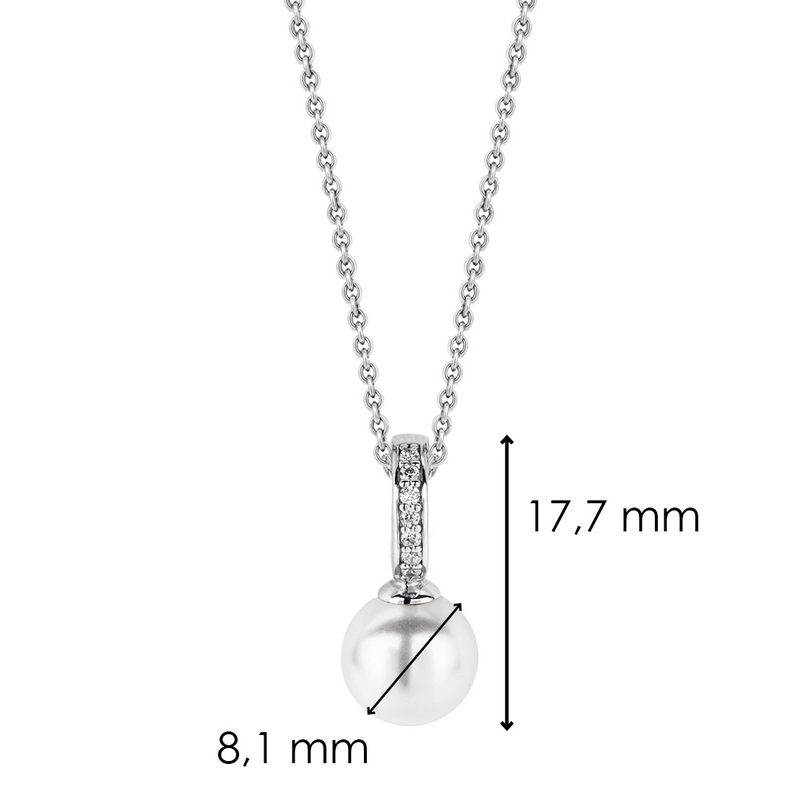 Milano Pearl CZ Pendant Necklace - Silver - 6760PW