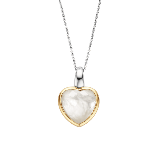 Mother Of Pearl Heart Pendant - Gold/Silver - 6807MW