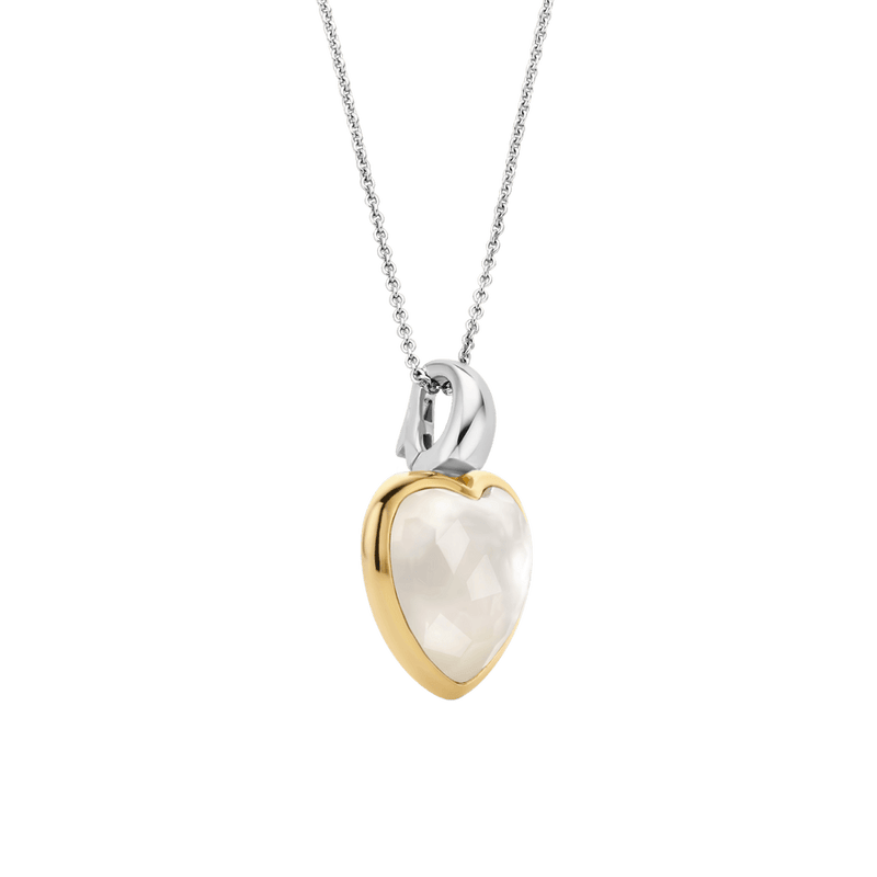 Mother Of Pearl Heart Pendant - Gold/Silver - 6807MW