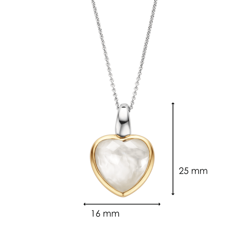 Mother Of Pearl Heart Pendant - Gold/Silver - 6807MW