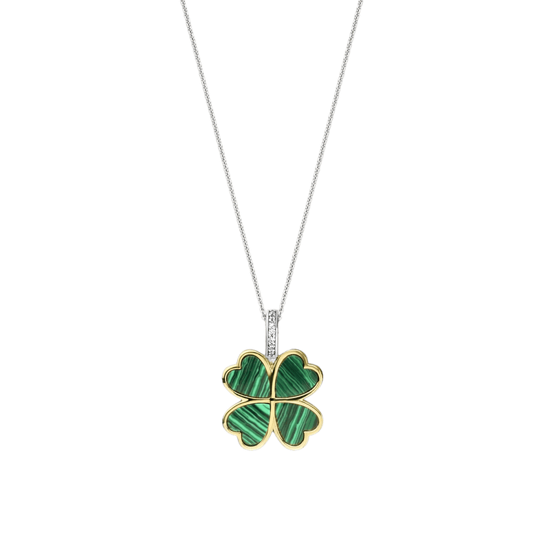 Milano Malachite Clover Pendant - Gold/Silver - 6821MA