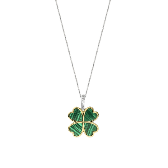 Milano Malachite Clover Pendant - Gold/Silver - 6821MA