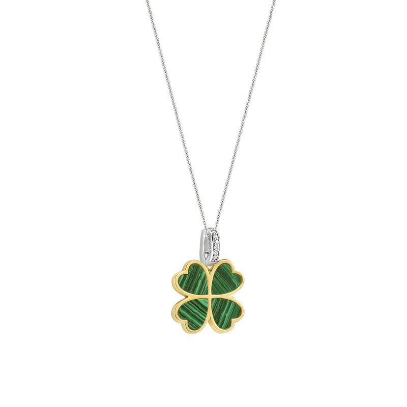 Milano Malachite Clover Pendant - Gold/Silver - 6821MA