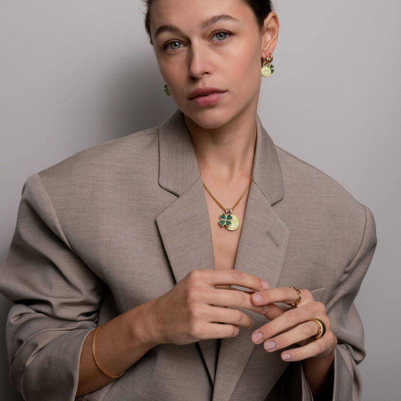 Milano Malachite Clover Pendant - Gold/Silver - 6821MA