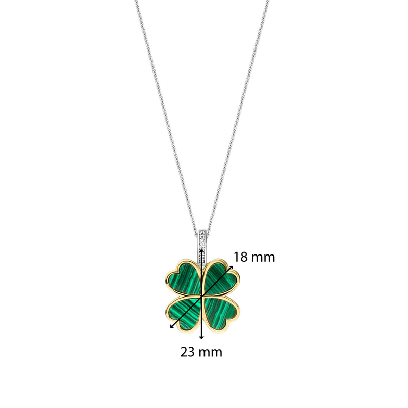 Milano Malachite Clover Pendant - Gold/Silver - 6821MA