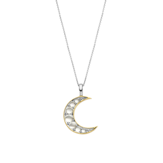 Milano Mother Of Pearl Moon Pendant Necklace - Gold/Silver - 6824MW