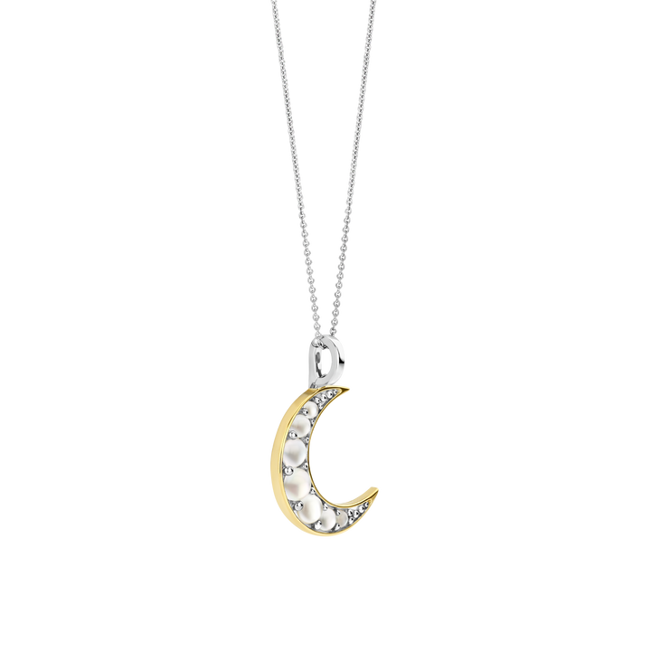 Milano Mother Of Pearl Moon Pendant Necklace - Gold/Silver - 6824MW