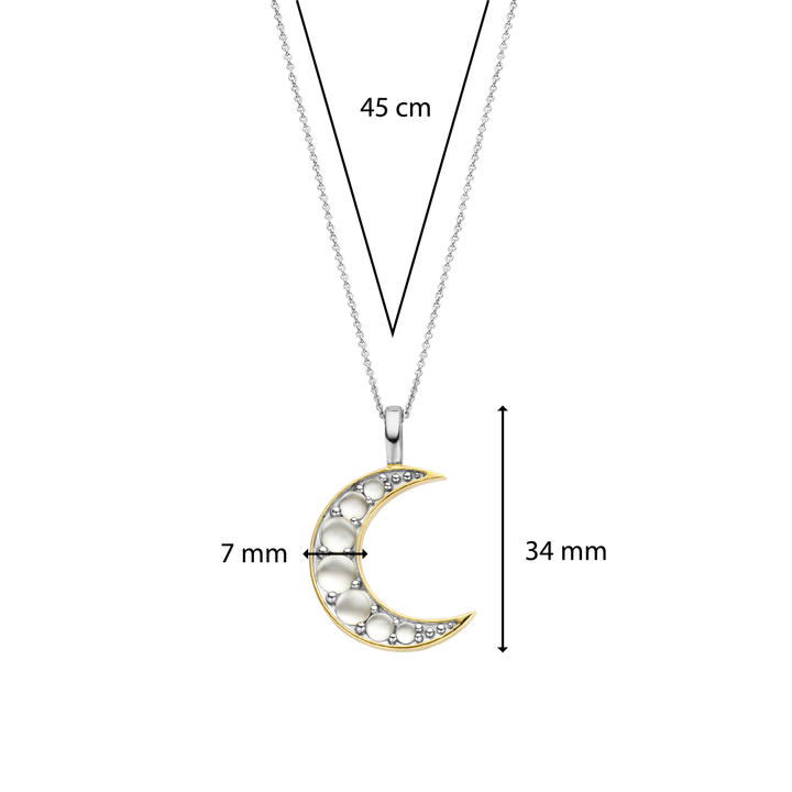 Milano Mother Of Pearl Moon Pendant Necklace - Gold/Silver - 6824MW